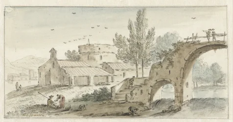 石橋のあるイタリア風の風景