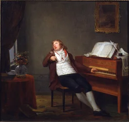 ピアニストで作曲家のヨハン・ラディスラウス・デュセック (1760-1812) の肖像画、アンリ・ピエールのダンルー (1753-1809) 作。 キャンバスに油彩
