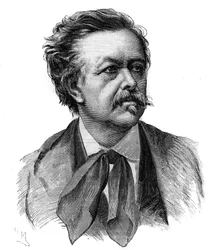 Emile Gigault de La Bedolliere (1812-1883) フランスの作家、ジャーナリスト、翻訳家の肖像 - Henri Meyerのデッサンに基づくエングレーヴィング