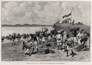 ナイル川の通過。ペータース博士（1856-1918）の物語「Au secours d