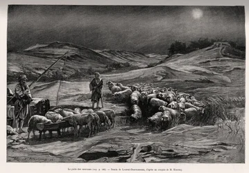 予告編の井戸。C.BabinとF.Houssayが1885年に発表した "A travers la Perse meridionale "の挿絵をLaurent Desrousseauxが描いたもので、Edouard Charton（1807-1891）が監督したLe tour du Monde 1892に収録されています。