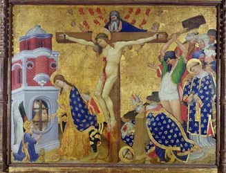シャンデノールのシャルトリューズ教会のために1416年に完成した聖デニスの祭壇画（パネルのキャンバスに油彩）