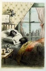 フランスの小説家・詩人であるルイ・アンリ・ミュルジェ（1822-1861）の「フランシーヌのマフ」（Le Manchon de Francine）のためのアンリ・ブーテによる挿絵。