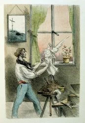 フランスの小説家・詩人であるルイ・アンリ・ミュルジェ（1822-1861）の「フランシーヌのマフ」（Le Manchon de Francine）のためのアンリ・ブーテによる挿絵。