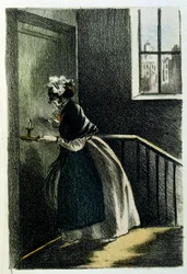 アンリ・ムルガーとしても知られるルイ・アンリ・ムルガーによる「フランシーヌのマフ」（ル・マンション・ド・フランシーヌ）のアンリ・ブーテによるイラスト。 (1822-1861)、フランスの小説家、詩人。