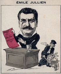 フランスの政治家フィリップ・エミール・ジュリアン（1845-1912）の肖像 - パリの「今日の人」に掲載されたアンリ・デマールによる漫画