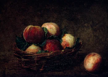 桃のある静物絵画：アンリ・ファンタン・ラトゥール（Fantin Latour