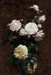 白いバラ絵画：アンリ・ファンタン・ラトゥール（Fantin Latour