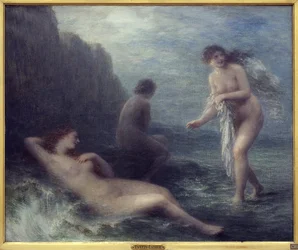 海のそばでアンリ・ファンタン・ラトゥール（1836-1904）の絵画、油彩・キャンバス