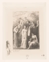 ネーゲン・ミューゼン・ヴァン・デ・オリンパス 口絵：ブラインド Gedichten van André Chénier (シリーズタイトル) アンドレ・シェニエの詩の挿絵（連載タイトル）