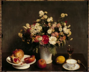 アンリファンタンラトゥールによるフルーツ絵画のある静物