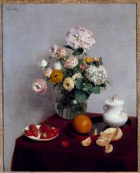 アンリ・ファンタン・ラトゥール（Fantin-Latour）の夏の花と果実の絵