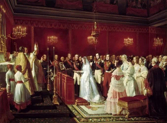 Saxe-CoburgのVictoria Princess王女とLouis- Princeの結婚、Saint-CloudのNemours公爵、27 Ap