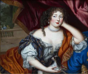 バロック:ポーツマス公爵夫人ルイーズ・ルネ・ド・ペナンコエ・ド・ケルアイユ（1649-1734）の肖像」アンリ・ガスカル（ガスカル、ガスカル）（1635-1701）の作品。油彩・キャンバス、70x83個人蔵