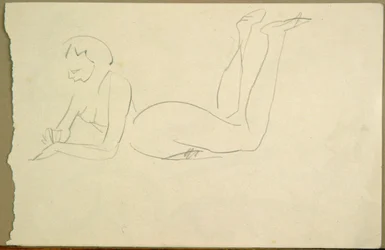 Nude Girl Laying on Floor (ink on paper)
