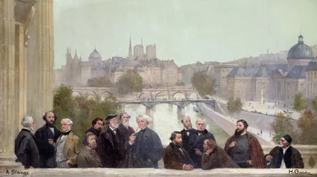 「世紀の歴史」のパノラマの断片、1889年のフランスの芸術家や作家の肖像画