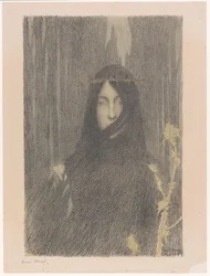 いばらの冠を持つ長い髪の女性 Femme coronnée d