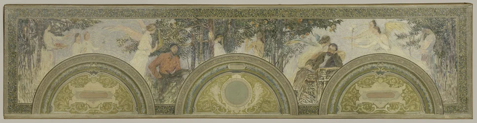 パリ市立美術館南玄関サロンのスケッチ：絵画 - 文学