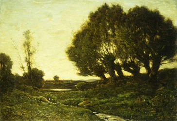 川のある森の風景、1903
