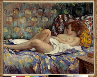 Henri Lebasque (1865-1937) による Nu Longe の絵画 必須の言及: コレクション財団はプロヴァンス、マルセイユ