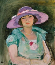 紫の帽子をかぶったマルト・レバスクの肖像、1925-26