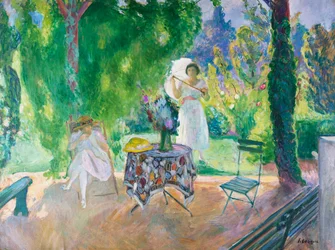 夏の庭の2人の女性、1923年頃