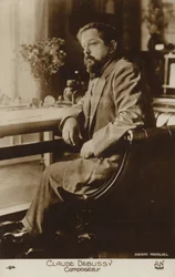 クロード・ドビュッシー、フランスの作曲家 (1862-1918) (白黒写真)