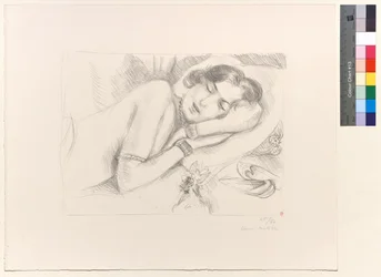 バブーシュを履いた眠る人物