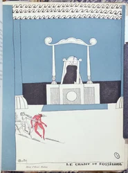 アンリ・マティス（1869-1954）が手がけたバレエ・リュスの「ナイチンゲールの歌」のセットデザイン（『La Gazette du Bon Ton』1920年4月号より）。