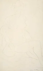 右を向いて座る女性モデル