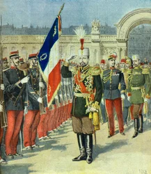 エリゼ宮で謁見するブルガリア国王フェルディナンド1世（1896年、パリ）（版画