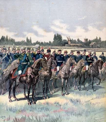1891年7月14日、ソシエ将軍と外国軍が所属する軍事レビュー。