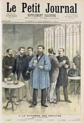 代議院のバーを描いたタイトルページ、11月5日付「Le Petit Journal」のイラスト付付付録の挿絵