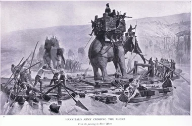 1920年、グレシャム出版社からローヌ川を横断するハンニバル軍