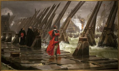 ラ・ロシェルの堤防上のリシュリュー、アンリ・モット（1846-1922）の絵