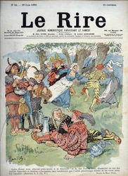 田舎の娯楽 - ラブレーの「ガルガンチュア」の一節を描いたシャルル・アンリ・ピーユ（1844-1897）のユーモラスな絵。"The Laughs "6月29日号