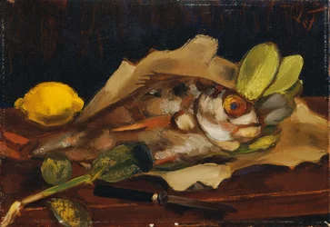 レモンのある魚のある静物