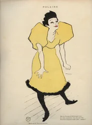 1895年2月23日に発行された「Le Rire - Journal humoristique published le samedi - n°16」に掲載された「Polar」（La chanteuse Polaire）を表すHenri de Toulouse Lautrecのドローイング。
