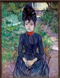 ジュスティーヌ・ディユールの肖像 絵画 アンリ・ド・トゥールーズ・ロートレック（1864-1901） 1891年 日 0,74x0,58 m パリ、オルセー美術館蔵