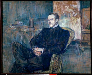 ポール・ルクレール（1872- 1956）の肖像 画：アンリ・トゥールーズ・ロートレック（1864-1901） 1897年 日0,54x0,97 m パリ、オルセー美術館