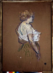 売春のこと"Portrait of Lucie Bellager" 厚紙に油彩 アンリ・ド・トゥールーズ・ロートレック（1864-1901） 1896 Sun.0.8x0.6 m アルビ、ミュゼ・トゥールーズ・ロートレック