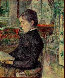 マロメのサロンにいる画家の母。アンリ・ド・トゥールーズ＝ロートレックの絵画（Toulouse Lautrec
