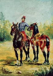 2頭の馬と花婿、1880年