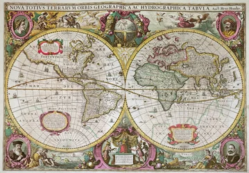 全地球の新たな陸地・海洋地図、1630年