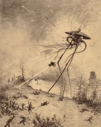 火星の戦闘機に砲弾が命中