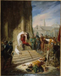 1832年、カジモドはエスメラルダを死刑執行人から救った。