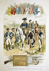 アメリカの国旗、軍服、通貨、革命時の武器など、ウールフォール社が印刷した「Young People