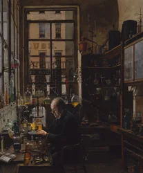 研究所では、約。 1885-87。