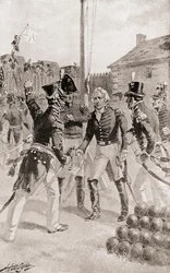 ウィリアムハル准将は、1905年に発行された歴史の歴史から、「デトロイト包囲戦」の間に、アメリカのミシガン州のデトロイトの砦と町を降伏させました。