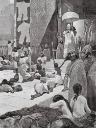 アシュル・ナシル・パルと捕虜たち（リトグラフ）